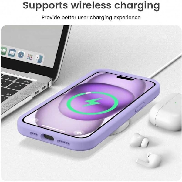 iPhone 14 Gummibelagt Skal med Kameraskydd Liquid V2 - Lila