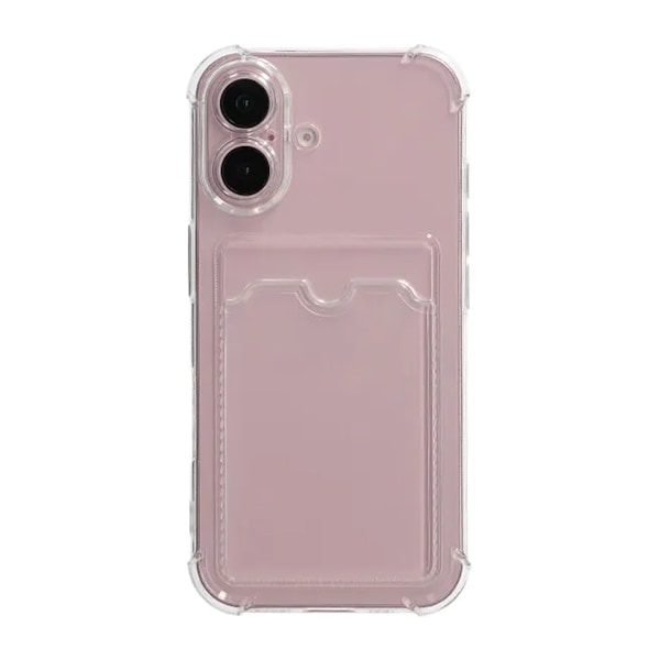iPhone 16 Plus Mobilskal Stöttåligt med Korthållare - Transparent Transparent