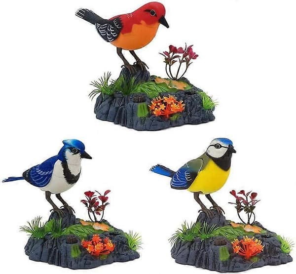 Singing Chirping Bird Toy with Motion Sensor, Electronic Talking Parrot, Realistic Sounds, Yellow for Kids