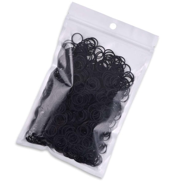 1000-pack mini gummiband, mjuka elastiska band Små små hårband för hästsvans frisyr - svart