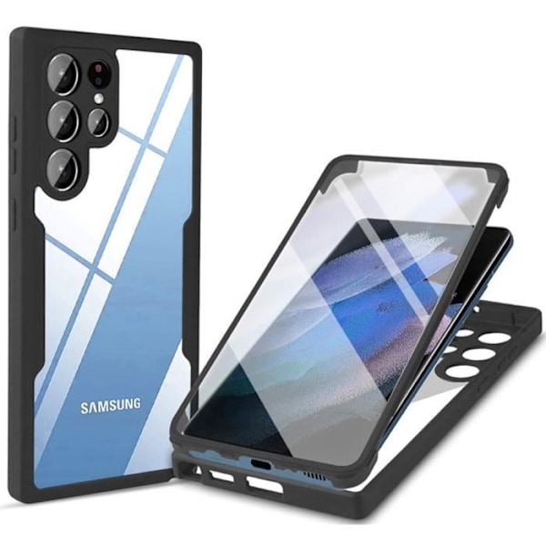 Fodral för Samsung S22 Ultra (6,8") Svart tjock förstärkt kant 360 graders skydd Anti-skrapa styvt
