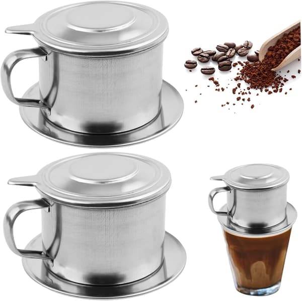 Vietnamesisk kaffefilter, 2 stk. vietnamesisk kaffedrypper i rustfritt stål, profesjonelt vaskbart gjenbrukbart kafétilbehør, tilbehør