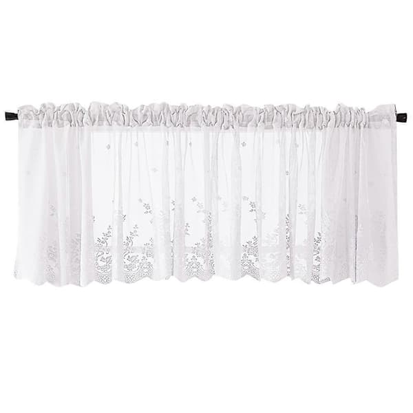 Woven Textured Valance for Bathroom Water Repellent Window Covering White