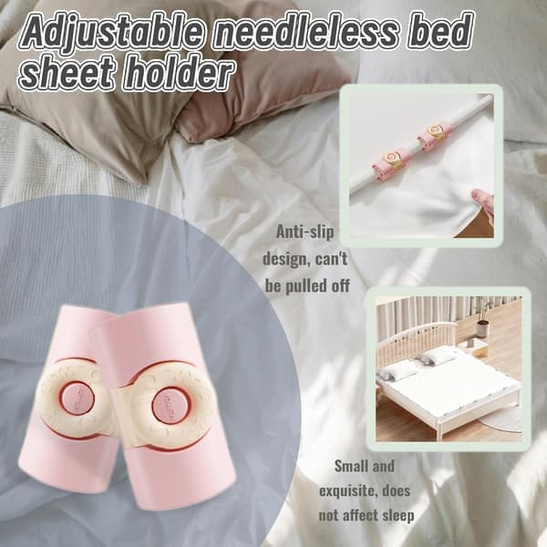 6 Pieces Cylindrical Sheet Holders, Needle-Free Duvet Clips, Adjustable Bedding Fasteners for Mattress Sheets (Pink)