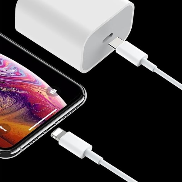 20W USB-C Snabbladdare för iPhone med Lång Kabel