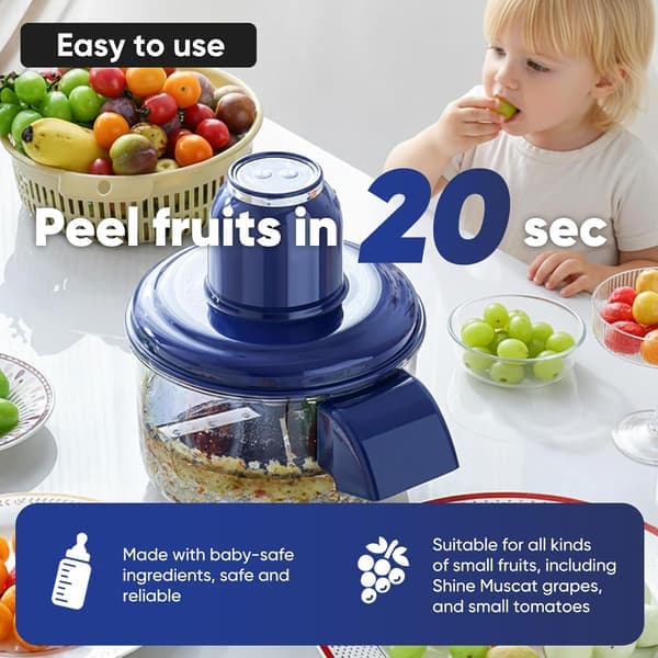 Electric Grape Peeler Automatic Garlic and Cherry Tomato Peeler USB Rechargeable Peels in 20 Seconds with a Removable Bowl.