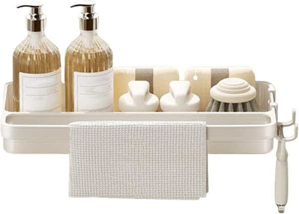 Sink Organizer - Countertop Sponge Holder, Compact Drain Organizer, Multifunctional Soap Dish for Brushes & Scrubbers, Bathroom.
