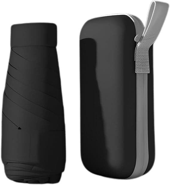 UPF50 Mini Resesolparaply med Väska, Litet Kompakt UV-skyddsparaply, Lätt och Bärbart Solparaply