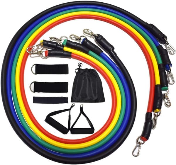 Resistance Band Set - 5-Piece Exercise Bands - Portable Home Gym Accessories - Stackable.