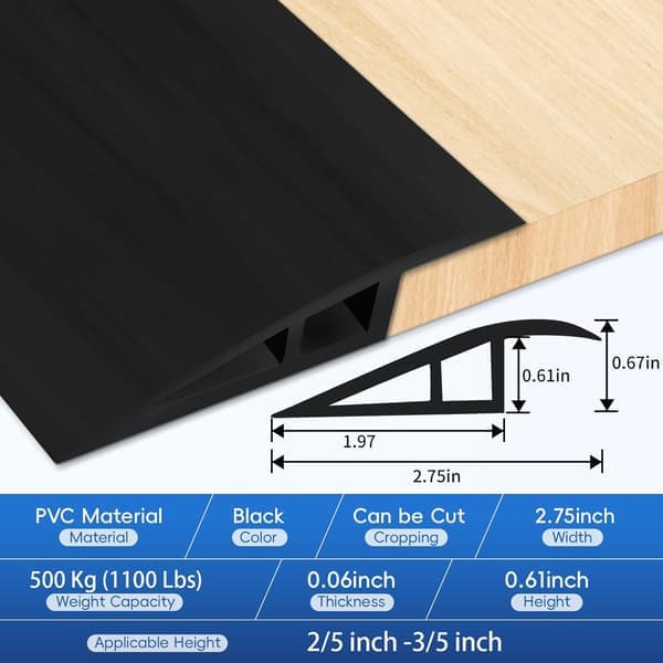 Vinylgulv overgangslist, selvklebende, 91 cm, dørterskel, dør-/gulvkantreduserende overgangslist (svart).
