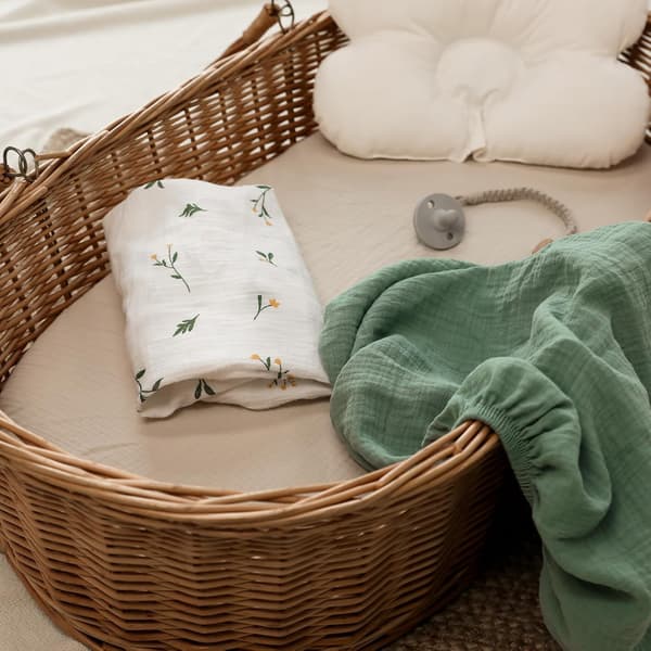 Sæt med 3 stræklagner, madrasbeskytter, til kravlegård, 100% bomuldsmuslin, blødt, til klapvogn, babyshowergave