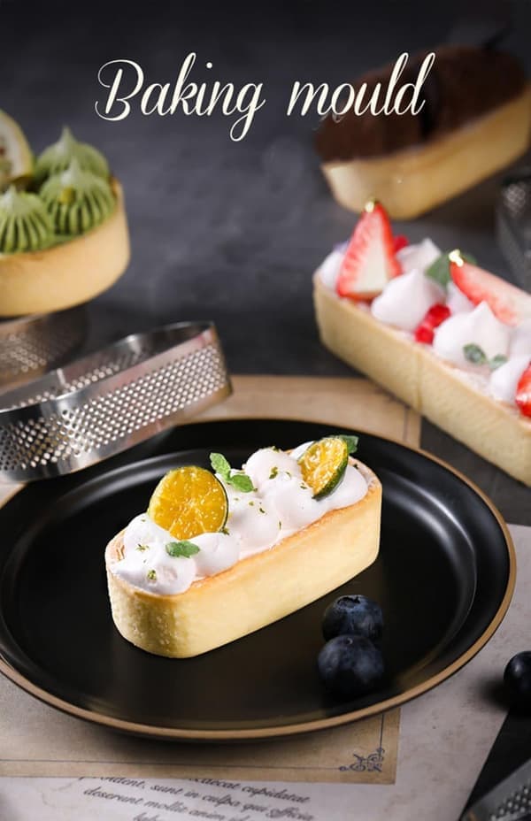 stk ovale terteformer Fransk dessertmousse Fruktpai Tertering Quiche Kakeform, Terte Mousse Rustfritt stålring