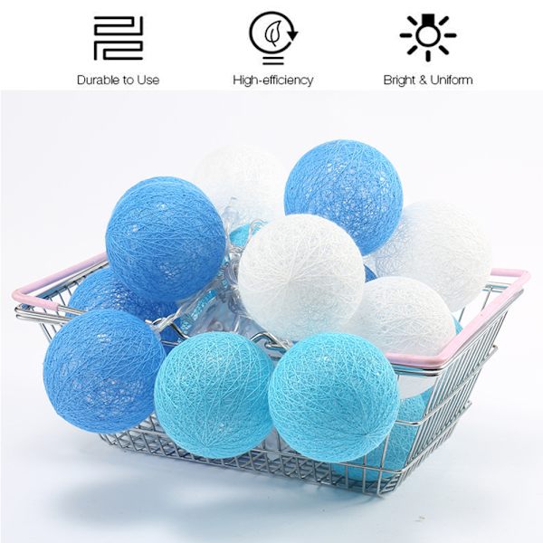 Bomullsboll Fe-ljus LED Batteridriven Sträng Fe