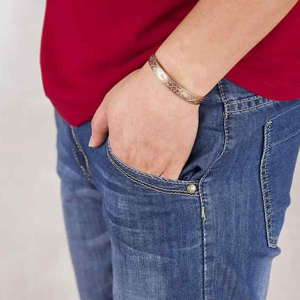 Magnetiskt armband och ring set i ren koppar för smärtlindring vid artrit och ångest