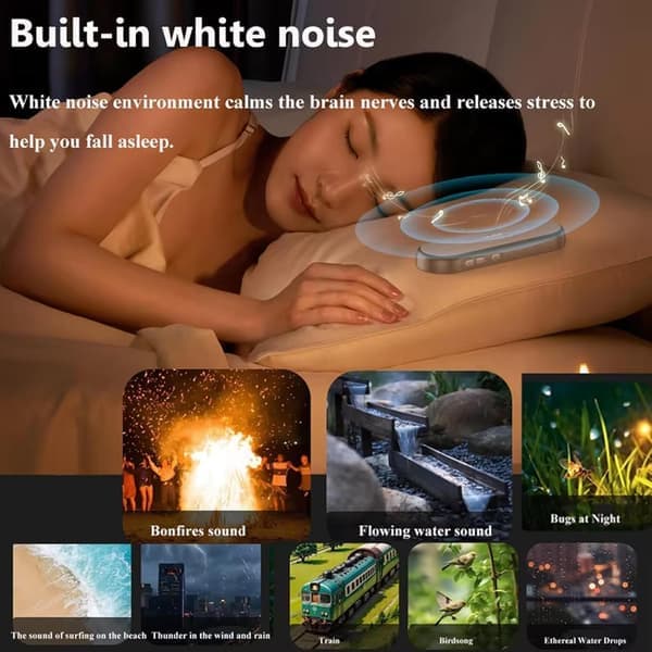 Sleep Speaker - Under Pillow Bluetooth Speaker - Bone Conduction - White Noise - 30 Hours Playtime - Black