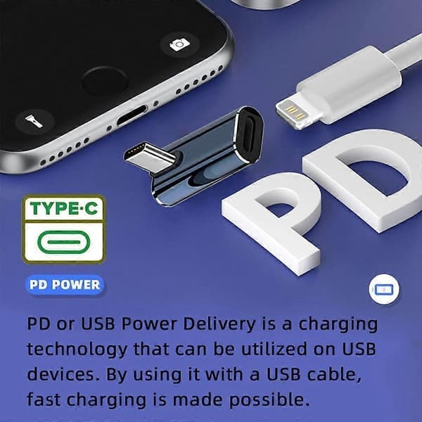 U2-058-LT016 USB-C han til 8Pin hun 27W strømadapter vinklet metalkonnektor