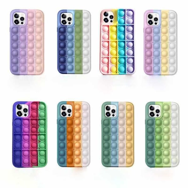 iPhone 12 / iPhone 12 Pro Skal - Pop it Fidget Multicolor rosa/gul/blå rosa/gul/blå