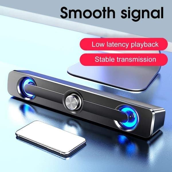 Portable Speakers Supporting a Universal 3.5mm Speaker Jack with Volume Control Knob, 2 Speakers + 2 Bass Radiators.