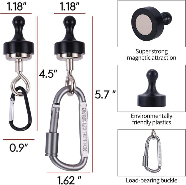 Magnetisk tältkrok, multifunktionella neodymtältkapellkrokar för utomhusäventyr, hållbar och bärbar, stöder tunga laster för camping liten S S