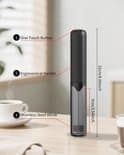 Trådløs Mælkeskummer - USB-C Genopladelig - Dobbeltfjeder Cappuccino Skummer - 304 Rustfrit Stål - Sort - Køkkengave - Skum på 20 Sekunder