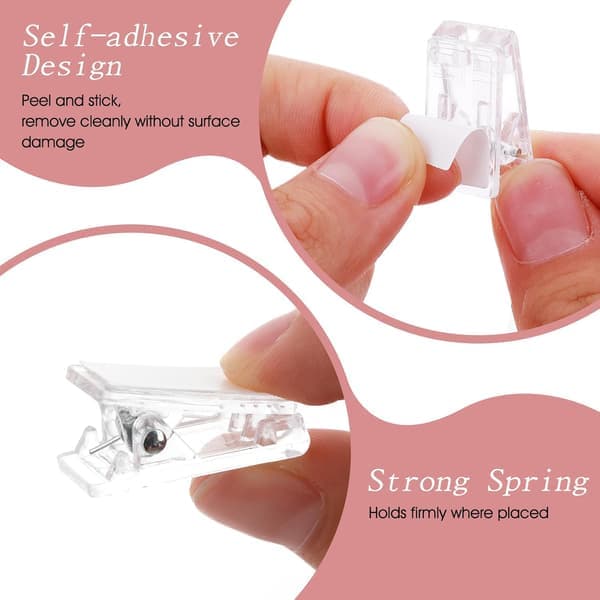 15 Pieces Tapestry Clips, Self-Adhesive Spring Clips, for Posters, Blankets, Shower Curtains, and Wall Flags (Transparent)