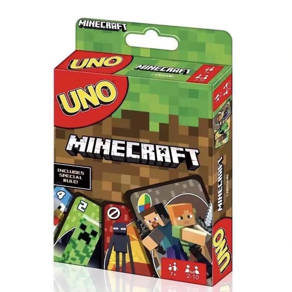 Mattel Games UNO Minecraft FPD61 -korttipeli, monivärinen, 112 korttia