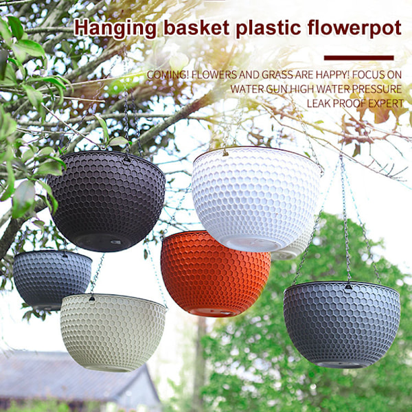 Blomkruka Hemma Trädgård Balkong Hängande växtkruka Krok Korg Hängande kruka Blomväxtkrukor Gray Large Gray Large