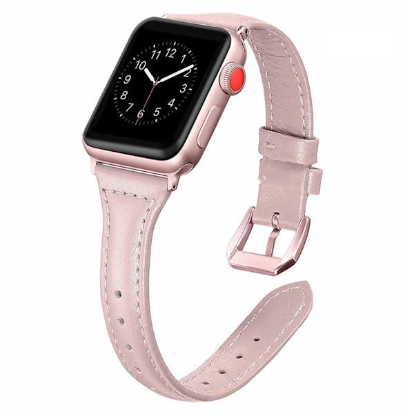 Läderband kompatibelt med Apple Watch, läderklocka tunt armband för iWatch Series 5/4/3/2/1 38-40mm svart