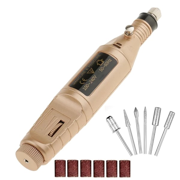 INF Elektrisk nagelfil med 6 bitsar Svart Sort
