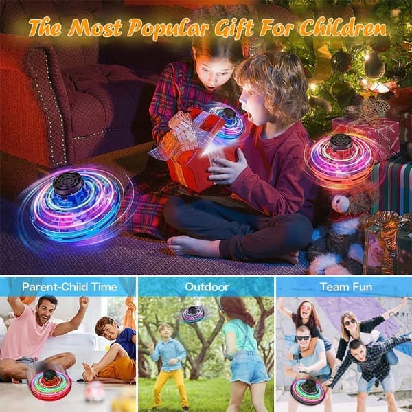 Flygende In Fly Spinner, Fidget Spinner Flygende Leker, Mini Fly UFO Håndkontrollert Boomerang Drone for Barn Gutter Jenter Tenåringer 8 9 10+ År (Blå)