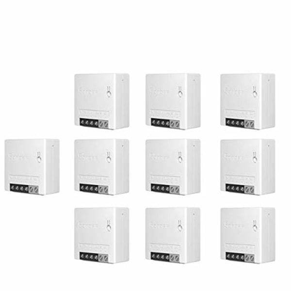 Sonoff 10-pack Mini Tvåvägs Smarta Strömbrytare, Små Drivrutiner, Timers, Ljusströmbrytare, Fjärrkontrollmoduler med Alexa