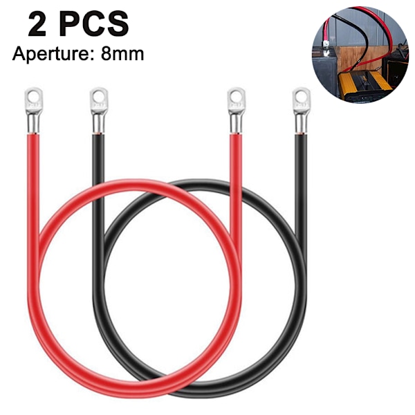Batterikabelsats med terminaler, 3/8-tums kabelskor (positiva och negativa) för motorcykel, bil, marin, solenergi, ATV, husbil, gräsklippare, syrefri