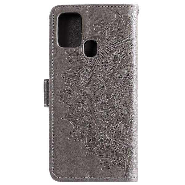 Samsung Galaxy A21s - Mandala Plånboksfodral - Grå Grey Grå