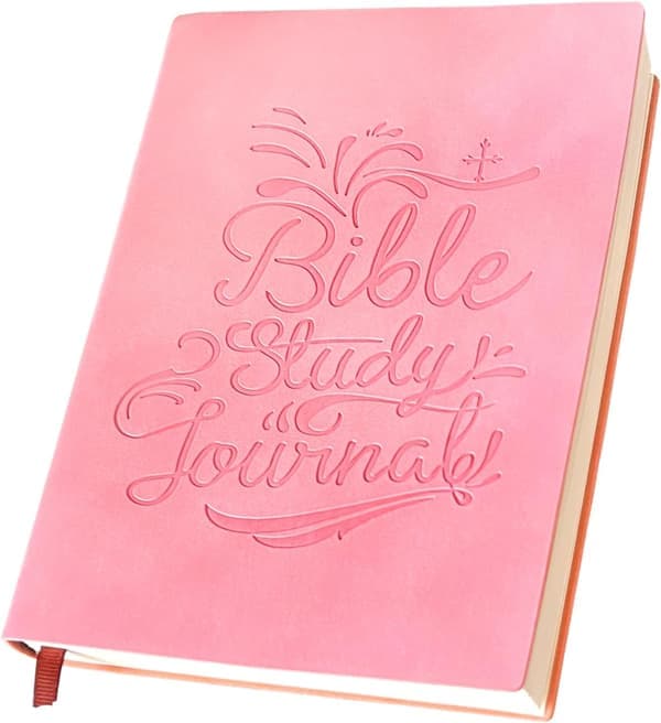Bibelstudiejournal — Hjelper studiemetoder, kirkebok og daglig andakt — Religiøs gave med trostema for troende (menn og kvinner) — Rosa Pink