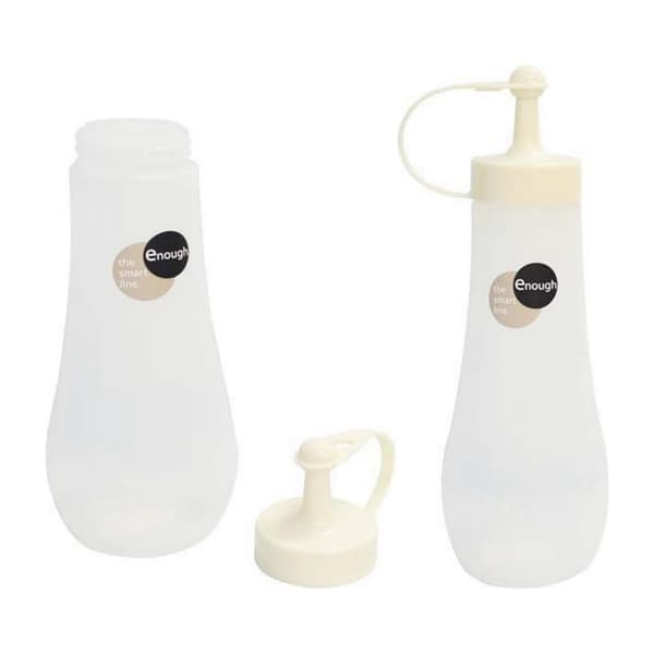 Set med 2 plastflaskor för sås, salladsdressing, kryddor, ketchup, honung, vinäger, senap, sylt, 355 ml