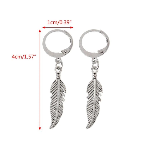 Creoler Fjäder Feather Rostfria Ringar Örhängen Fjädrar Silver