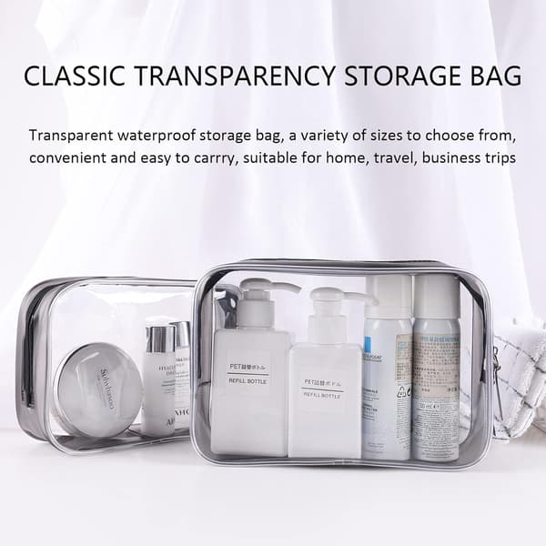 Transparent necessärset, 2 st transparenta vattentäta PVC-reseväskor, transparent kosmetisk sminkväska