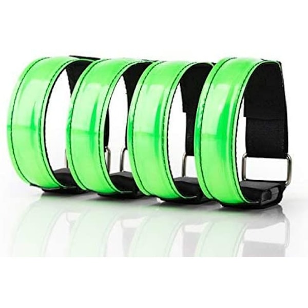 Uppladdningsbart LED-armband, Joggingljusbälte, Löpningssäkerhetsljus, Barnreflektor och Blinkande Blinkande och Statisk LED-funktion (4-pack)