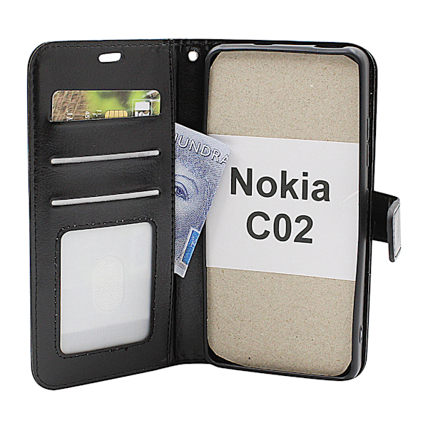 Crazy Horse Wallet Nokia C02 Svart Svart