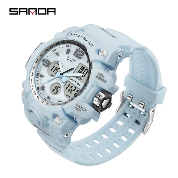 SANDA Herr Militärklockor Vit Watch LED Digital 50M vattentät watch Herr Multifunktionsklocka Relogio Masculino 942 Ms blue 942 Ms blue