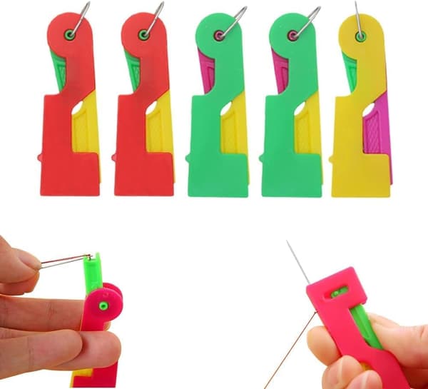 Plastik nåletråder, nåletråder til håndsyning, sytilbehør, nem trådning, velegnet til håndsyning og patchwork (5 stk.)
