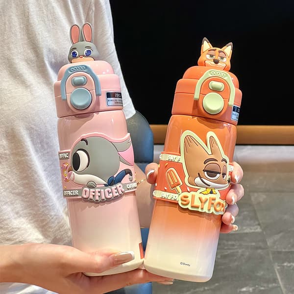 Isolerad mugg, vattenkopp, dubbel drickskopp, lämplig för långa tjejer och barns skolanvändning Blå Stitch