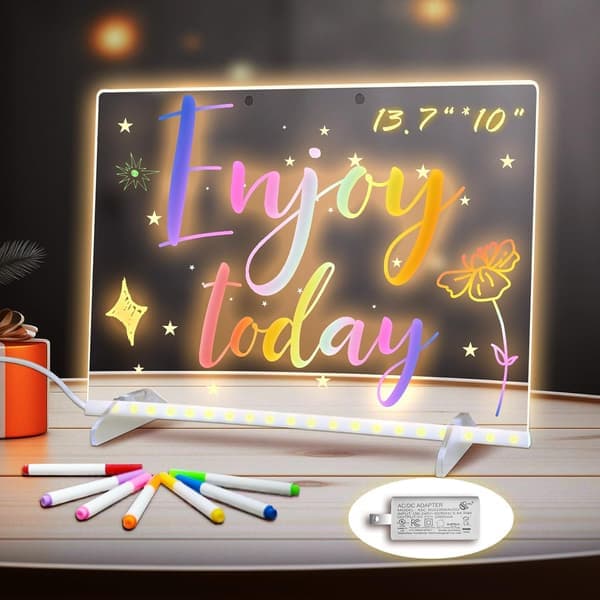 Farve LED tegnebræt 4 tilstande og 7 farver akryl whiteboard med lys børn LED tegnebræt med stativ.