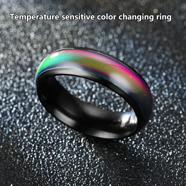 Temperaturförändrande stämningsringar i rostfritt stål, unisex, känsliga känslor, ring för bröllop, män och kvinnor, bekväm passform, storlek 6, 7, 9, 10