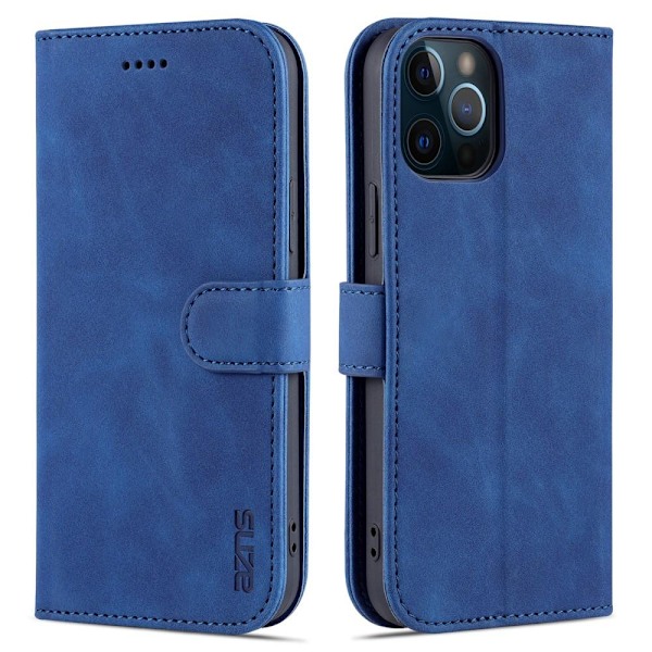 AZNS iPhone 12 Pro Max Fodral Läder Blå Blå Blå