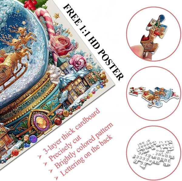 2025 Julekalender - Sneboldpuslespil (1000 brikker) - Julekalenderpuslespil - 24 dage tilbage - 50x50 cm