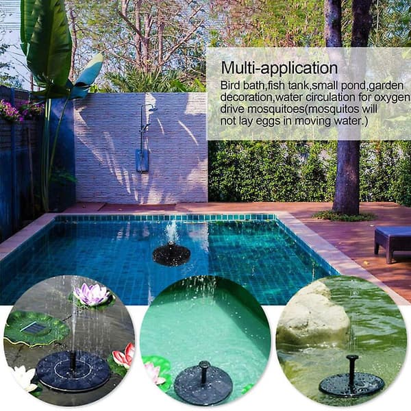 13 cm solcelledrevet vandfontæne til havedam, springvand, damppumpe, springvand, sort Black 1 Pcs