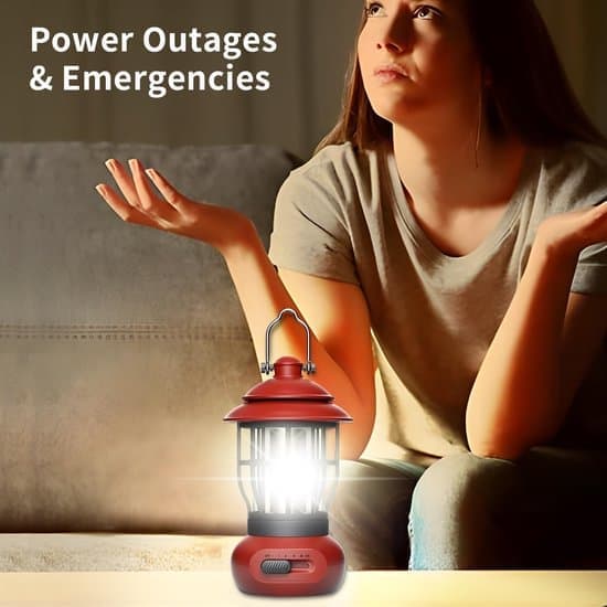 Camping Lantern - Rechargeable Portable COB Tent Lamp - IPX4 Waterproof & Stepless Dimmable - Foldable Hanging Lamp for Indoor and Outdoor Use