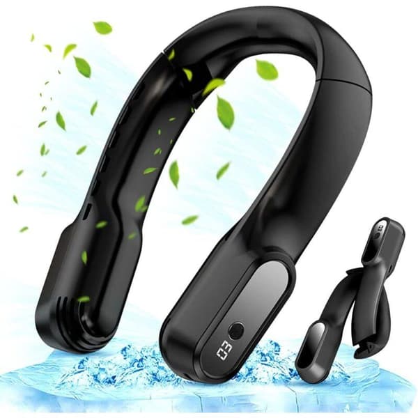 Foldable and Portable Neck Fan. Mini USB Portable Fan. Small Neck Cooler (Black)