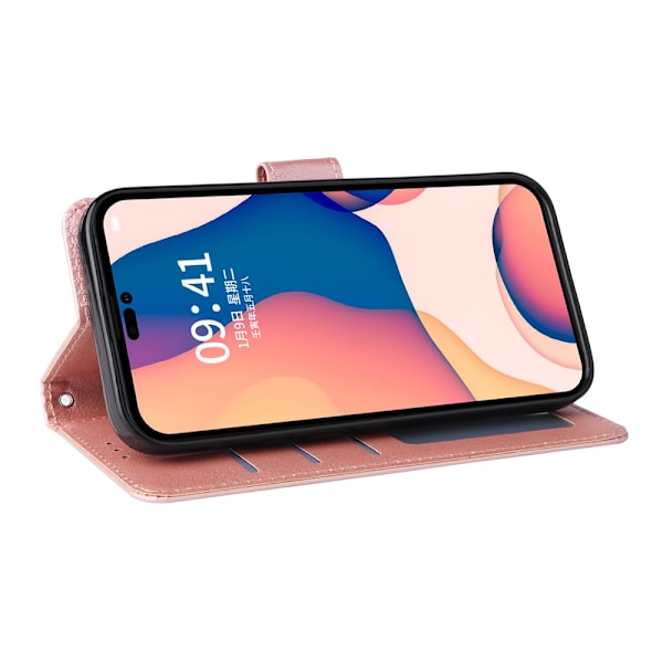 SKALO iPhone 15 Plus Plånboksfodral i PU-Läder - Roséguld Rosa guld